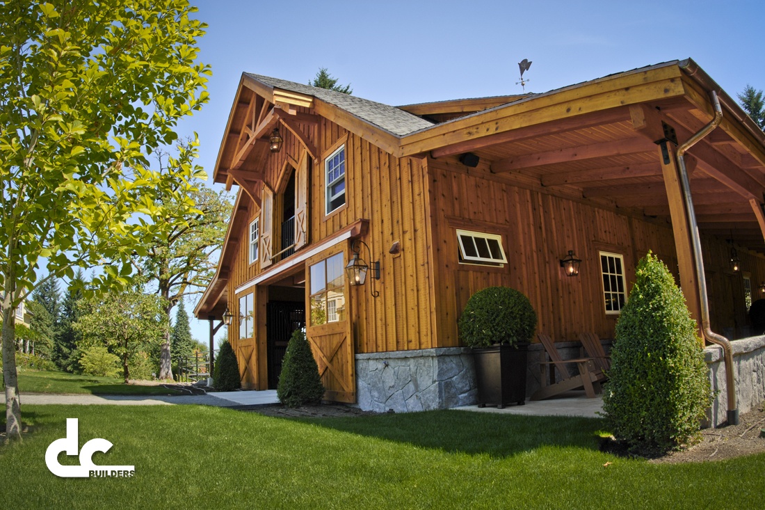 This custom barn home in West Linn, Oregon was designed and built by DC Builders.
