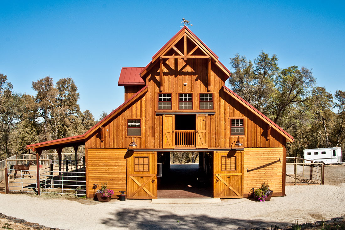 The monitor style barn was built by DC Builders in Penn Valley, California.