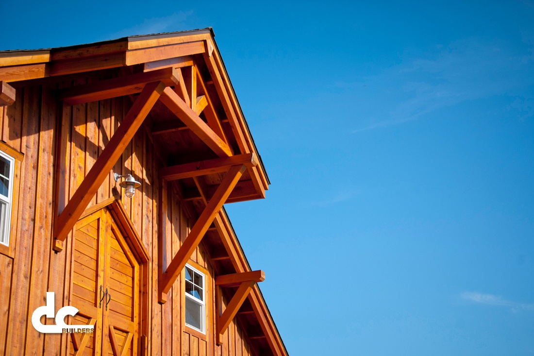 This all wood barn is a custom design from DC Builders.