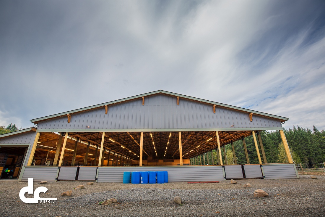 This custom covered riding arena was designed by DC Builders.