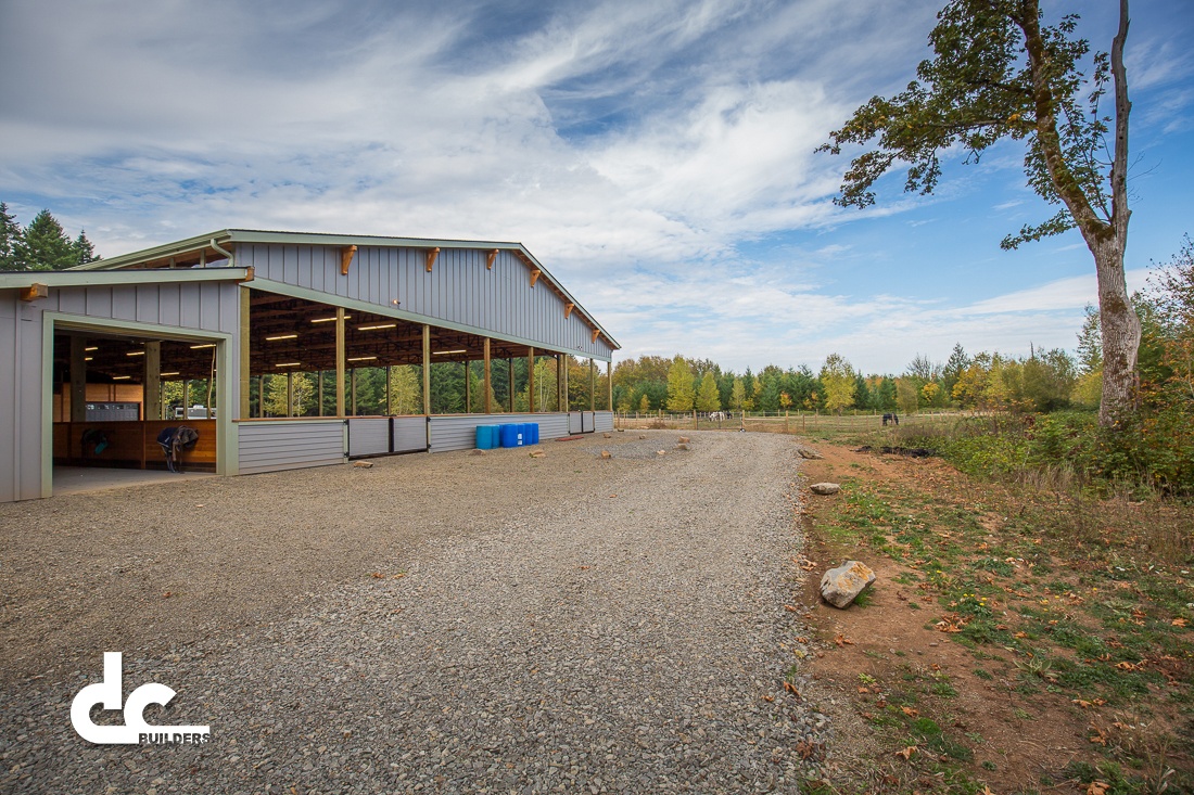 This covered riding arena was custom designed by DC Builders.