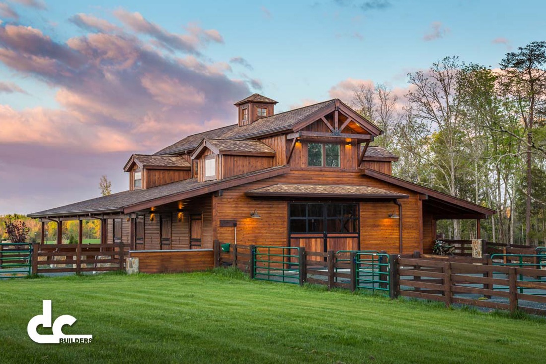 This custom barn home was built by DC Builders in Burlington, North Carolina.