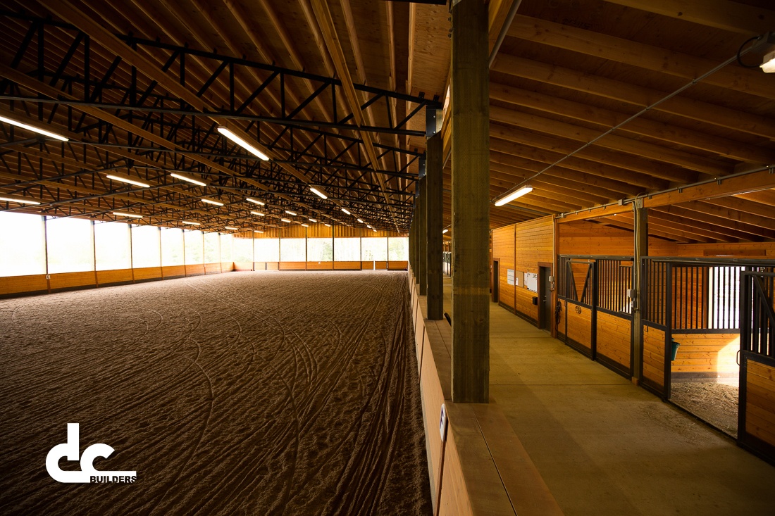 This one of a kind riding arena was custom built by DC Builders.