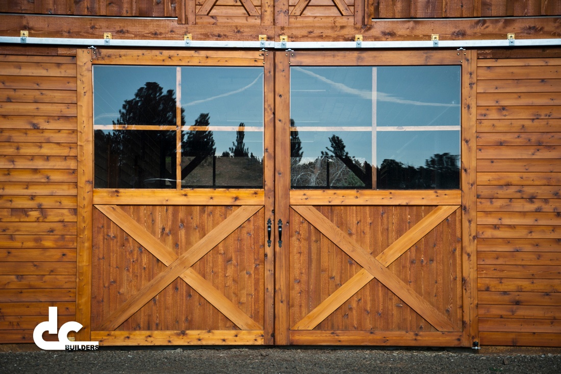 These classic doors on a horse barn in Wamic, Oregon, were built by DC Builders.