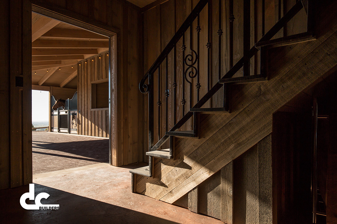 Timber framed stairs are a specialty of DC Builders.