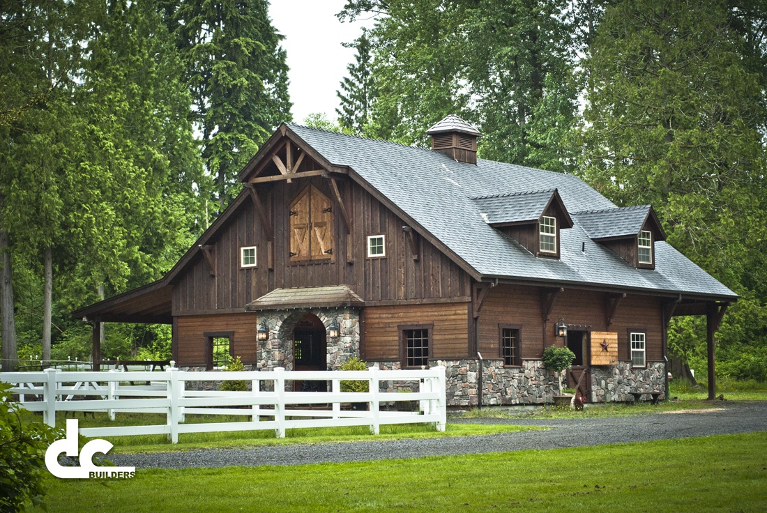 This custom barn was designed and built by DC Builders in Bothell, Washington.