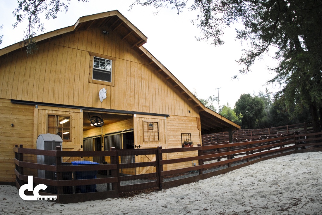 This custom horse barn in Los Altos, California was designed and built by DC Builders.