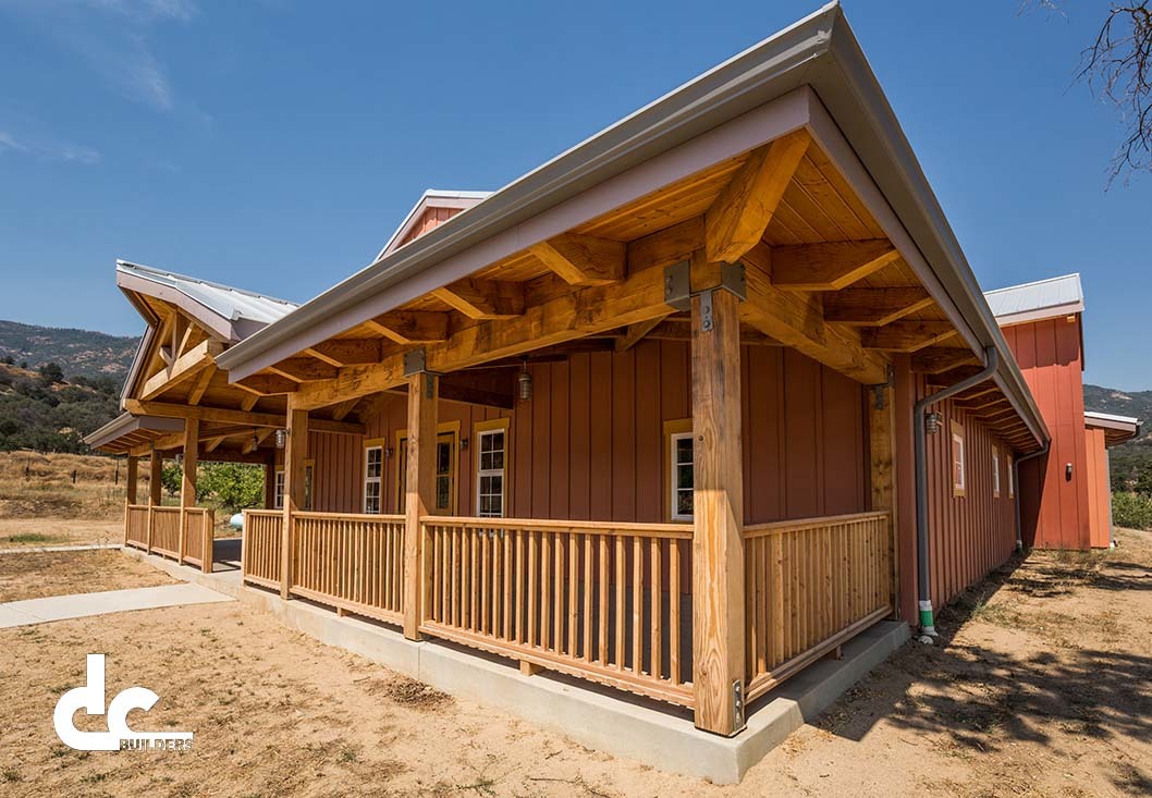 The post and beam design of this heritage center was designed and built by DC Builders.