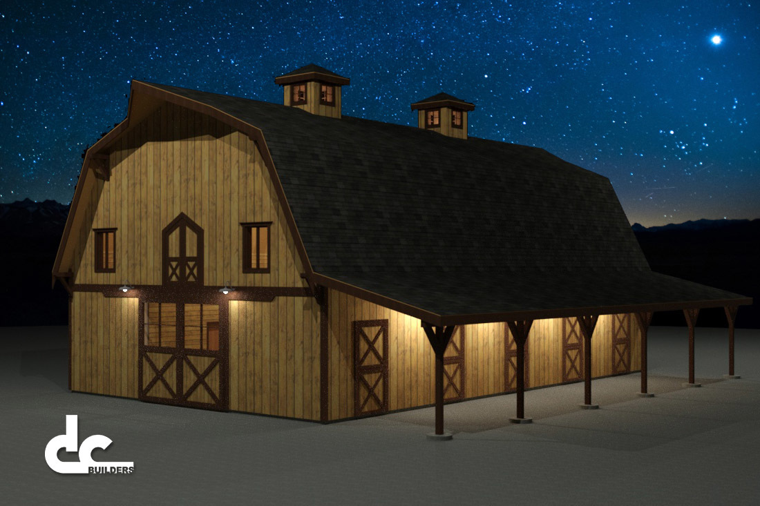 This gambrel style barn was custom designed by DC Builders.