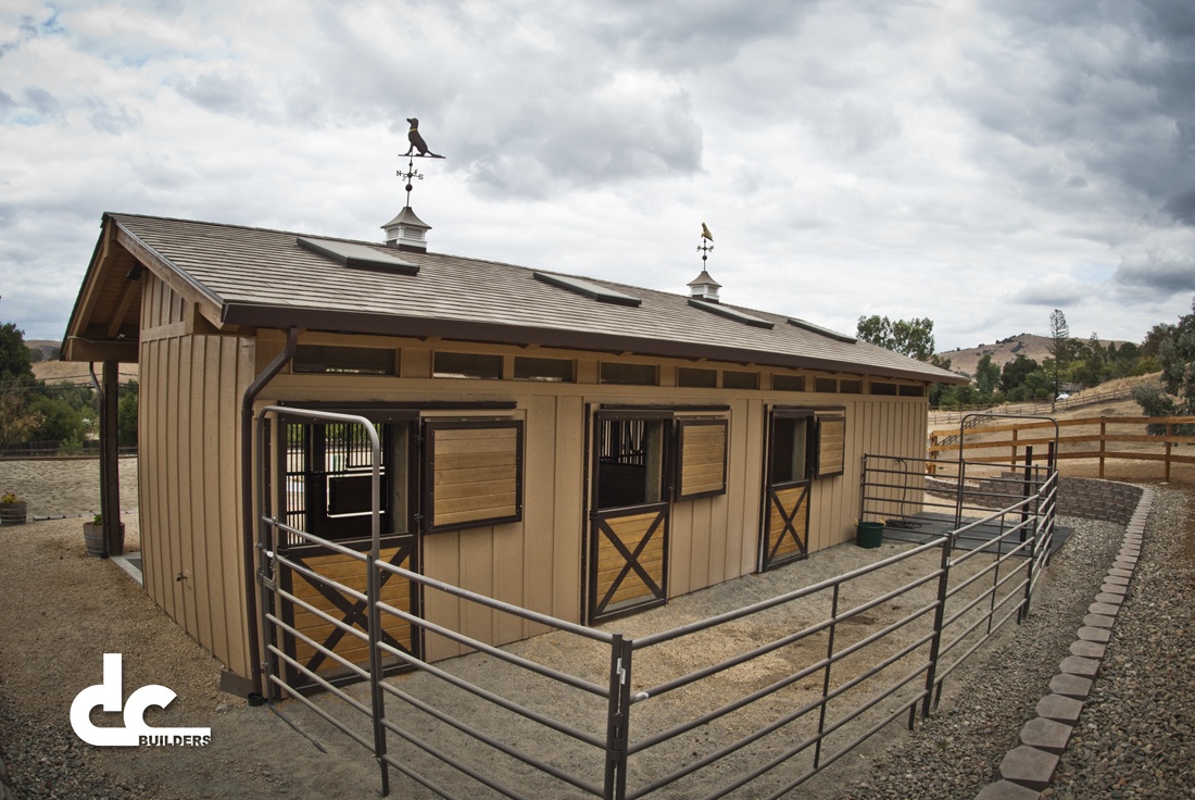 This custom horse barn was built by DC Builders in San Jose, California.
