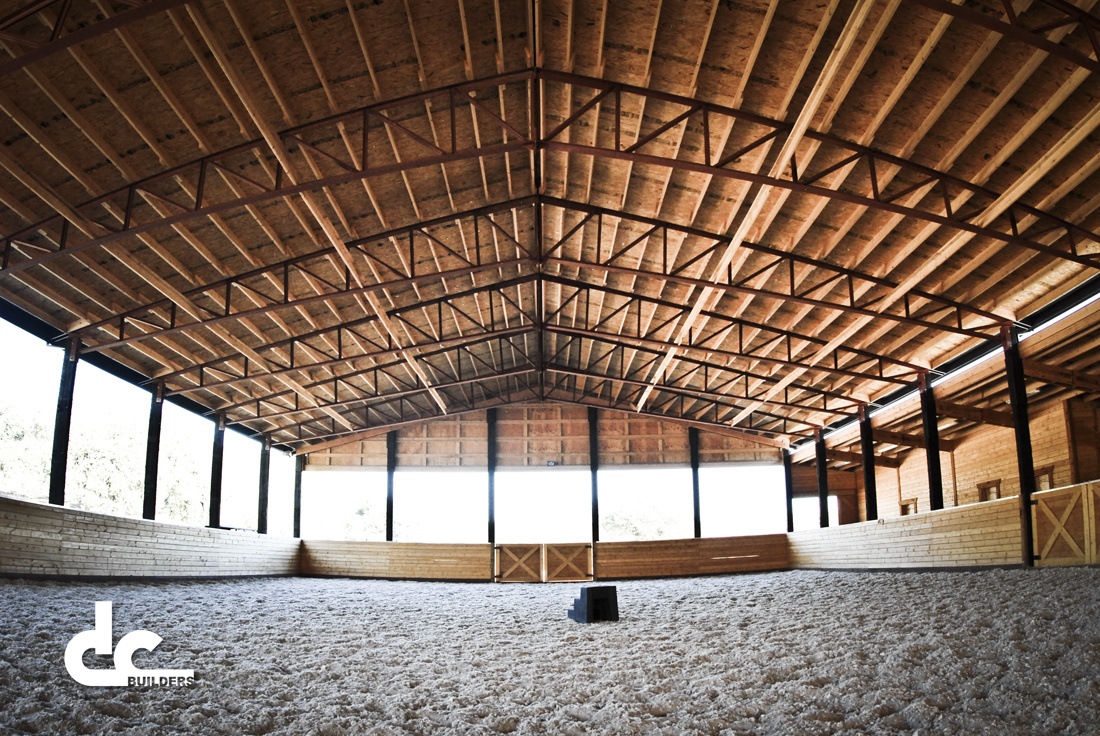 This custom covered riding arena was custom built by DC Builders in Shingle Springs, California.