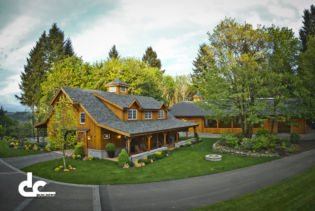 The Last Chance Ranch in West Lin, Oregon features two custom structures from DC Builders.
