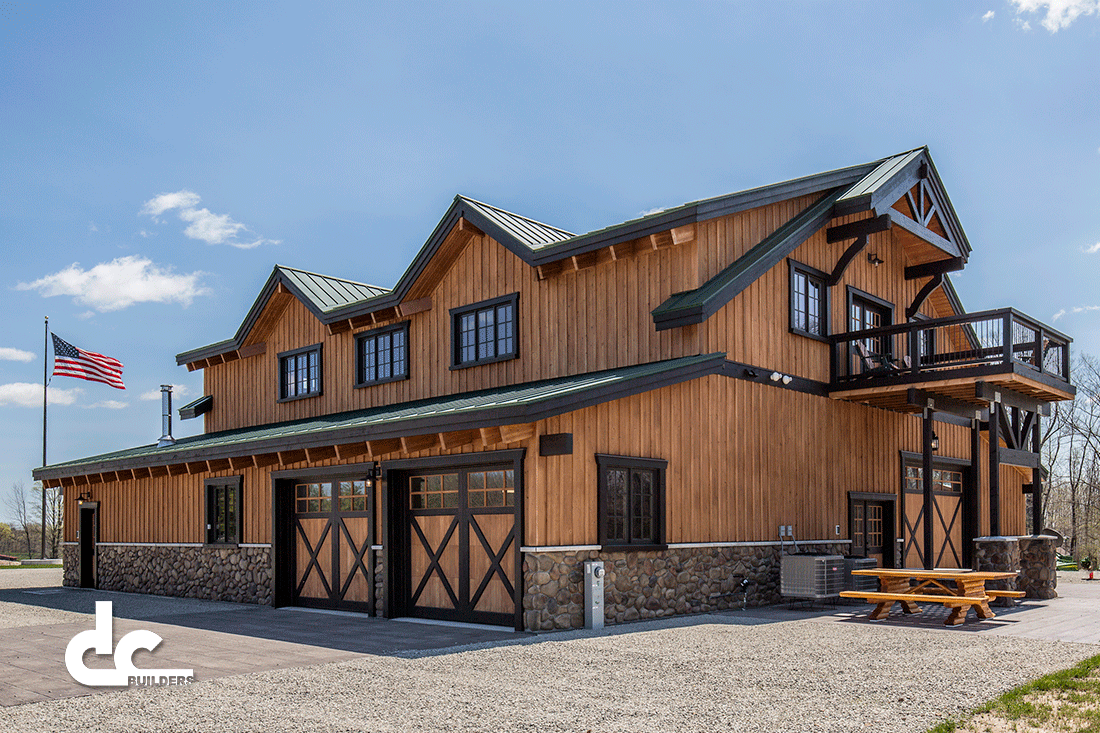 This barn home in Daggett, Michigan was built with post and beam construction.