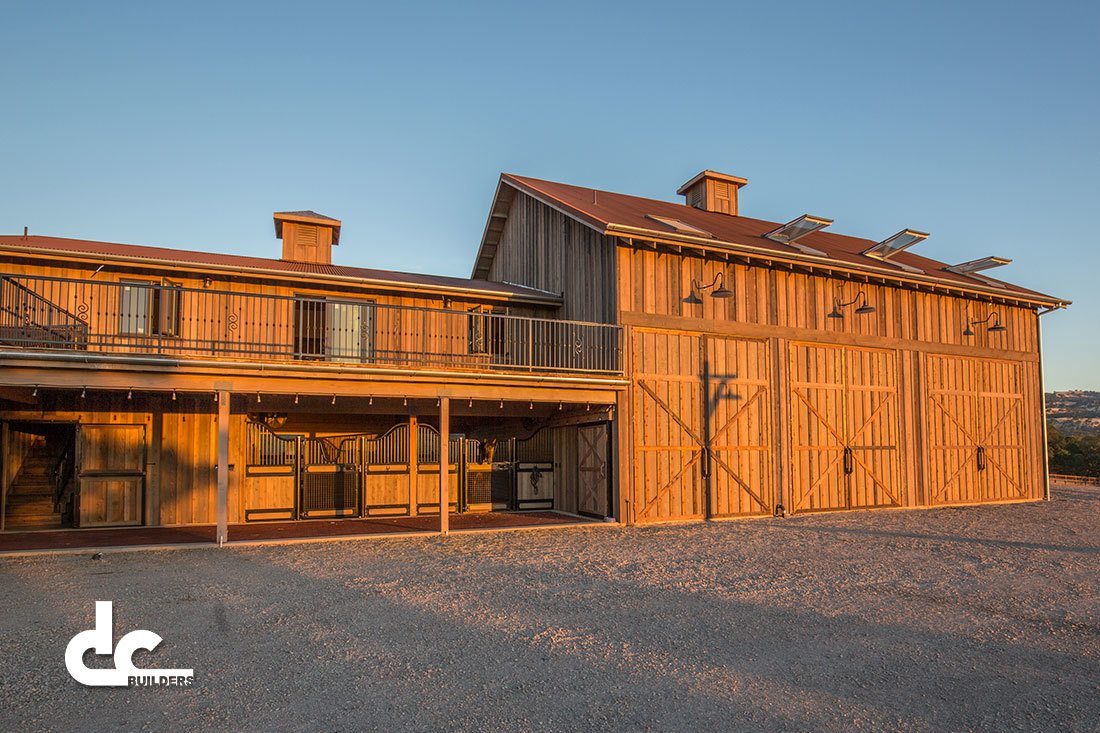 This all-wood barn was custom designed and built by DC Builders.