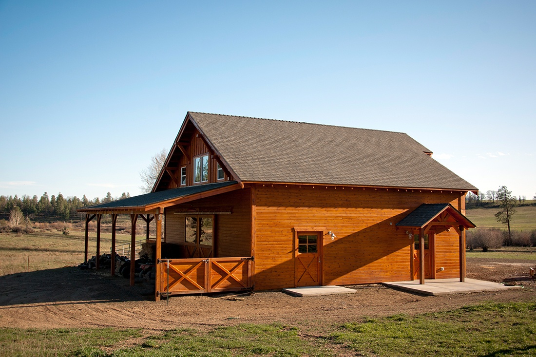 This stunning horse barn was custom built by DC Builders in Wamic, Oregon.