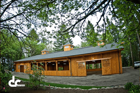 Thise covered riding arena at Last Chance Ranch was custom built by DC Builders.