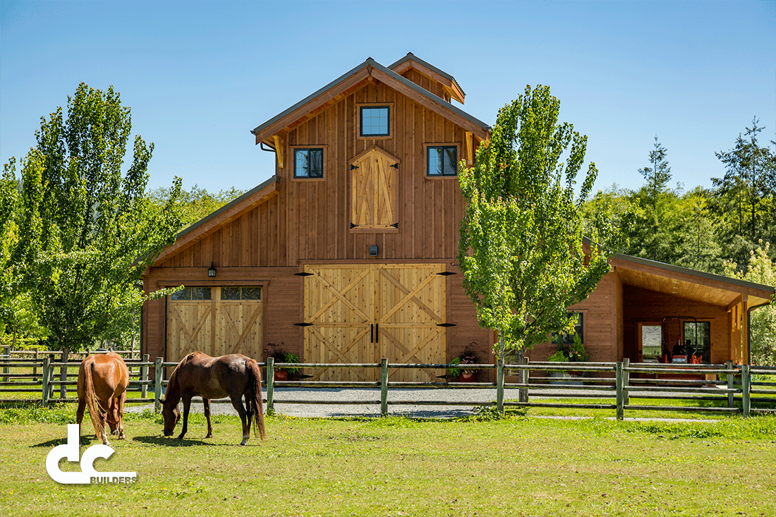 This all-wood monitor style barn is a beautiful addition to the property.