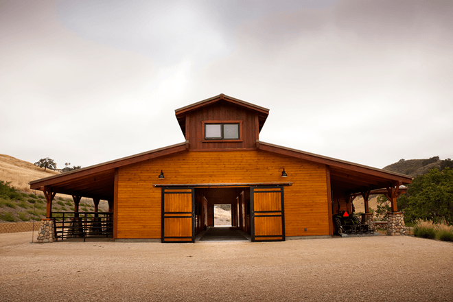 This custom barn home in California has a classic monitor style design.