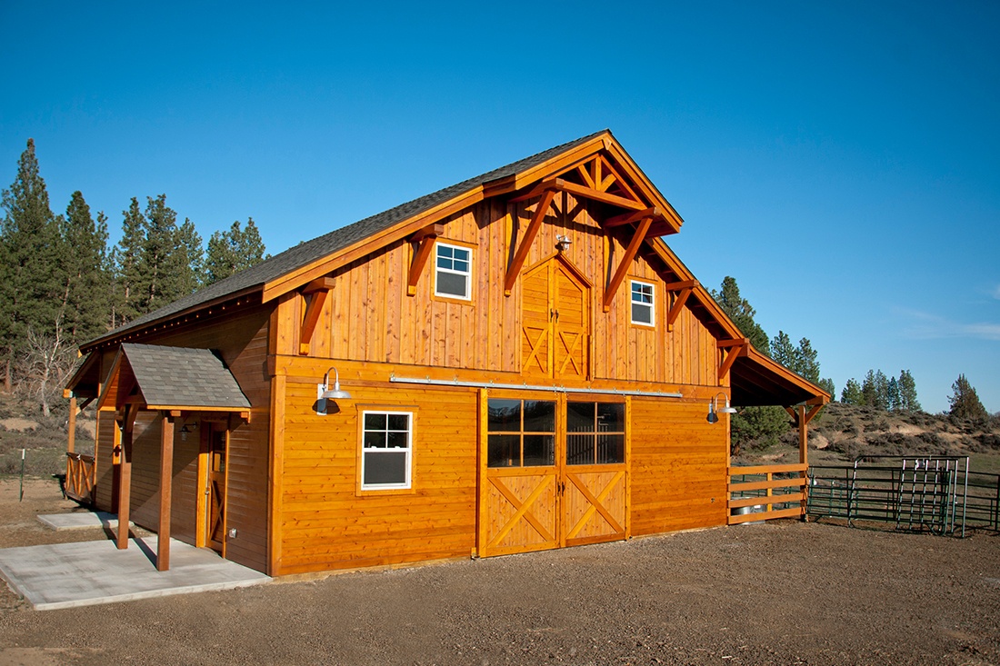 This horse barn in Wamic, Oregon was designed and built by DC Builders.